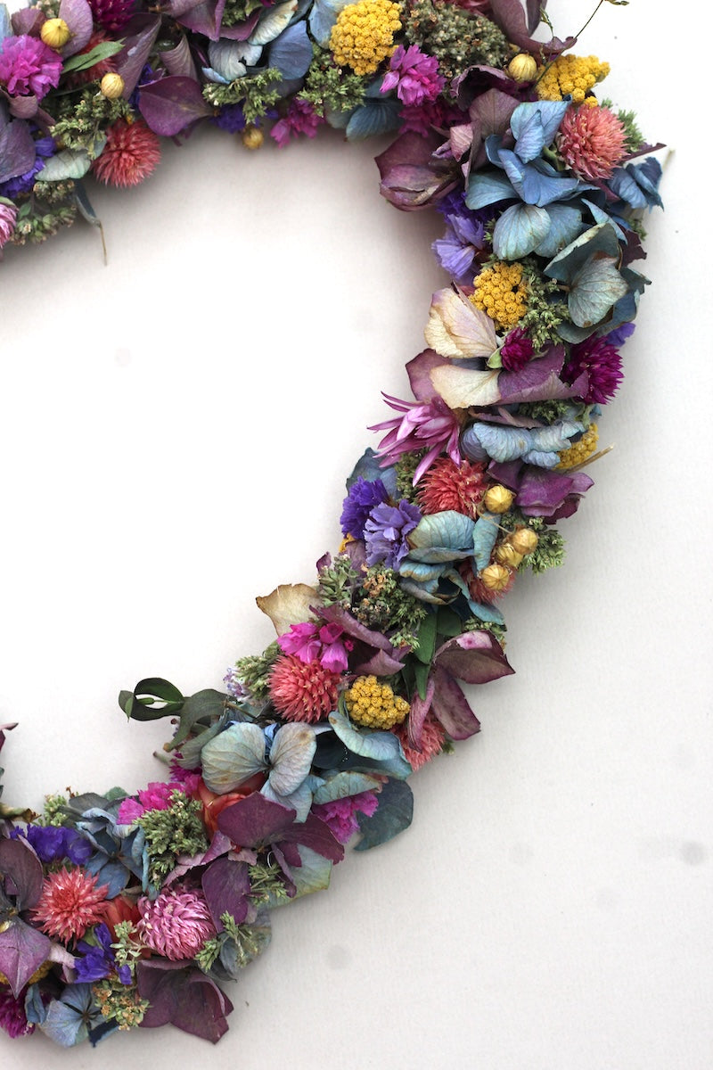 All Heart hydrangea dried flower wreath