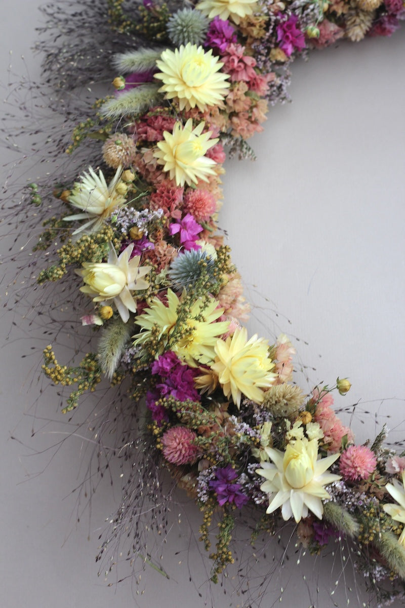 Spring sunshine dried flower wreath