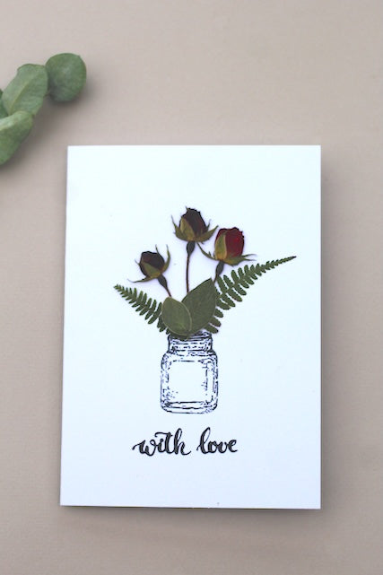 ʼWith loveʼ handmade rose bud card