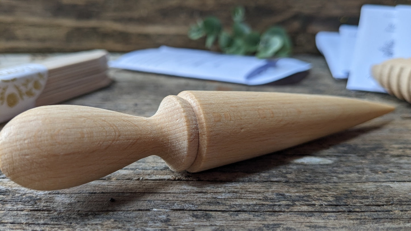 Handmade mini wooden seed dibber