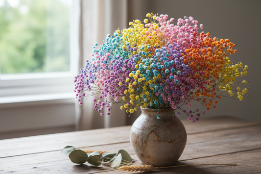 Dyed rainbow baby's breath flower