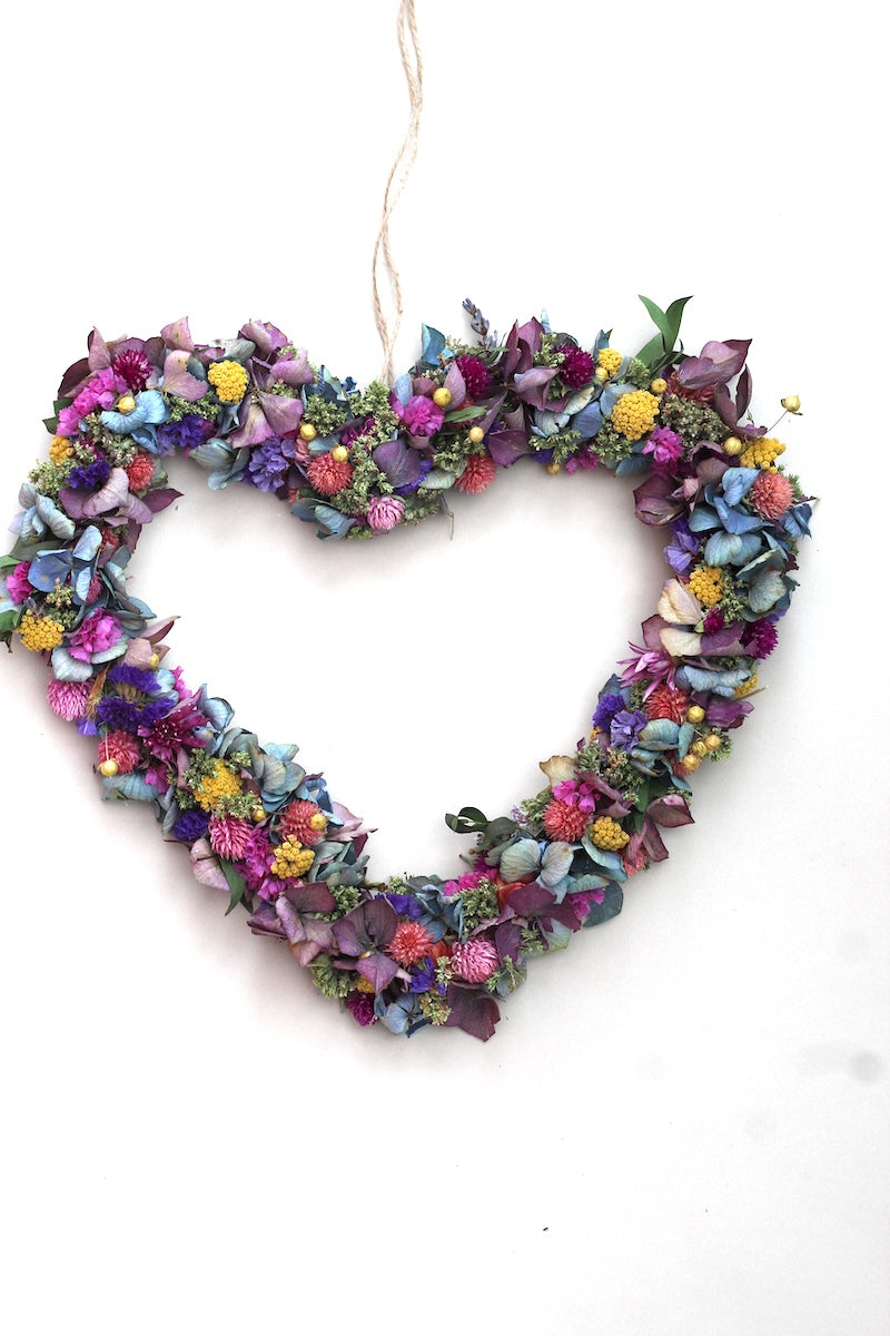 All Heart hydrangea dried flower wreath