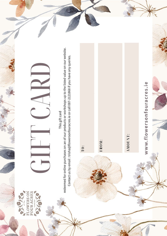 Dried flower gift card Flowers on Four Acres