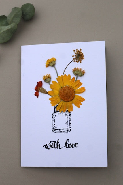 ʼWith loveʼ sunshine handmade flower petal card