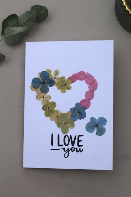 I love you pressed flower card valentines wexford