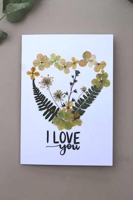 I Love You handmade pressed Wildflower card