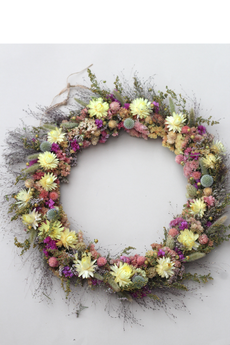 Spring sunshine dried flower wreath