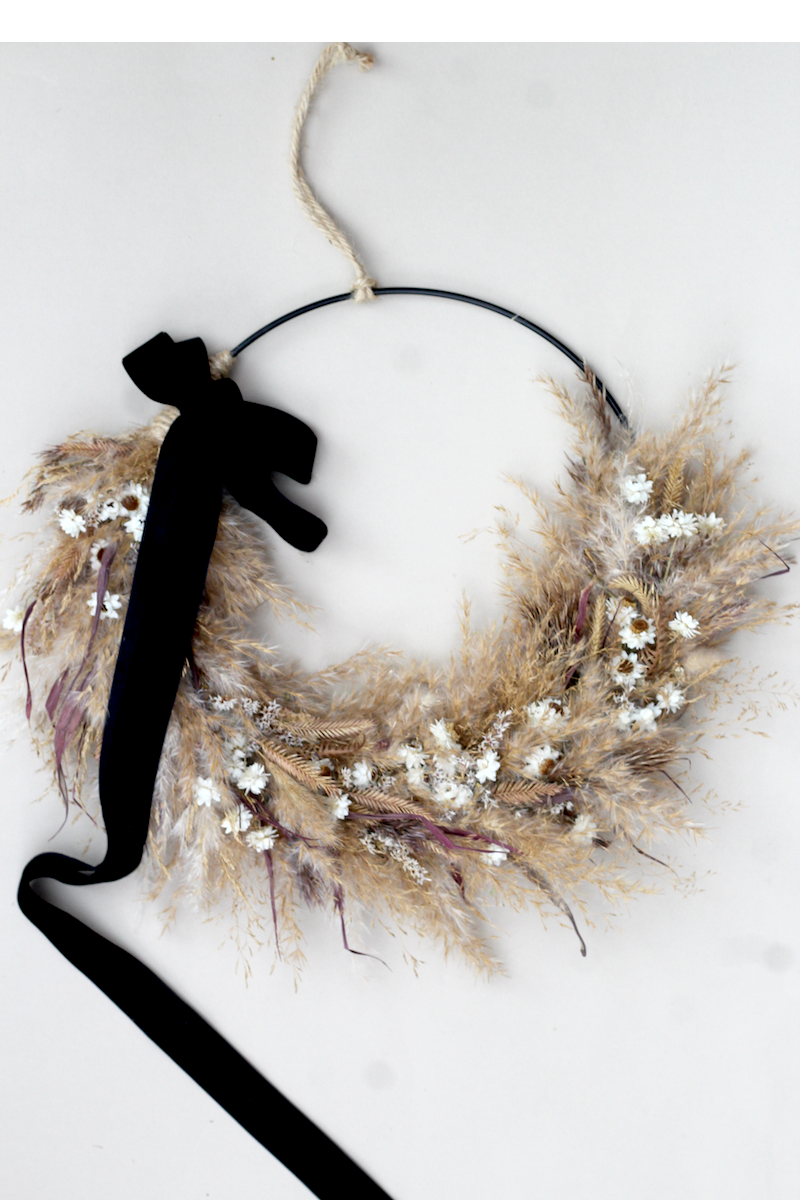 The Wild One dried flower wreath