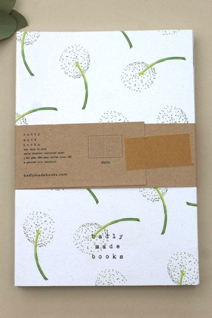 Eco friendly Flower/Floral Dandelion notebook