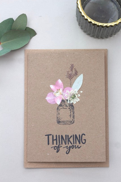 Thinking of You pressed flower card