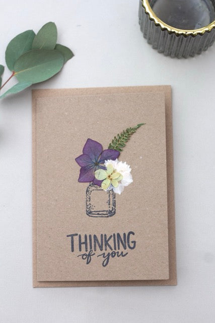 Thinking of You pressed flower card